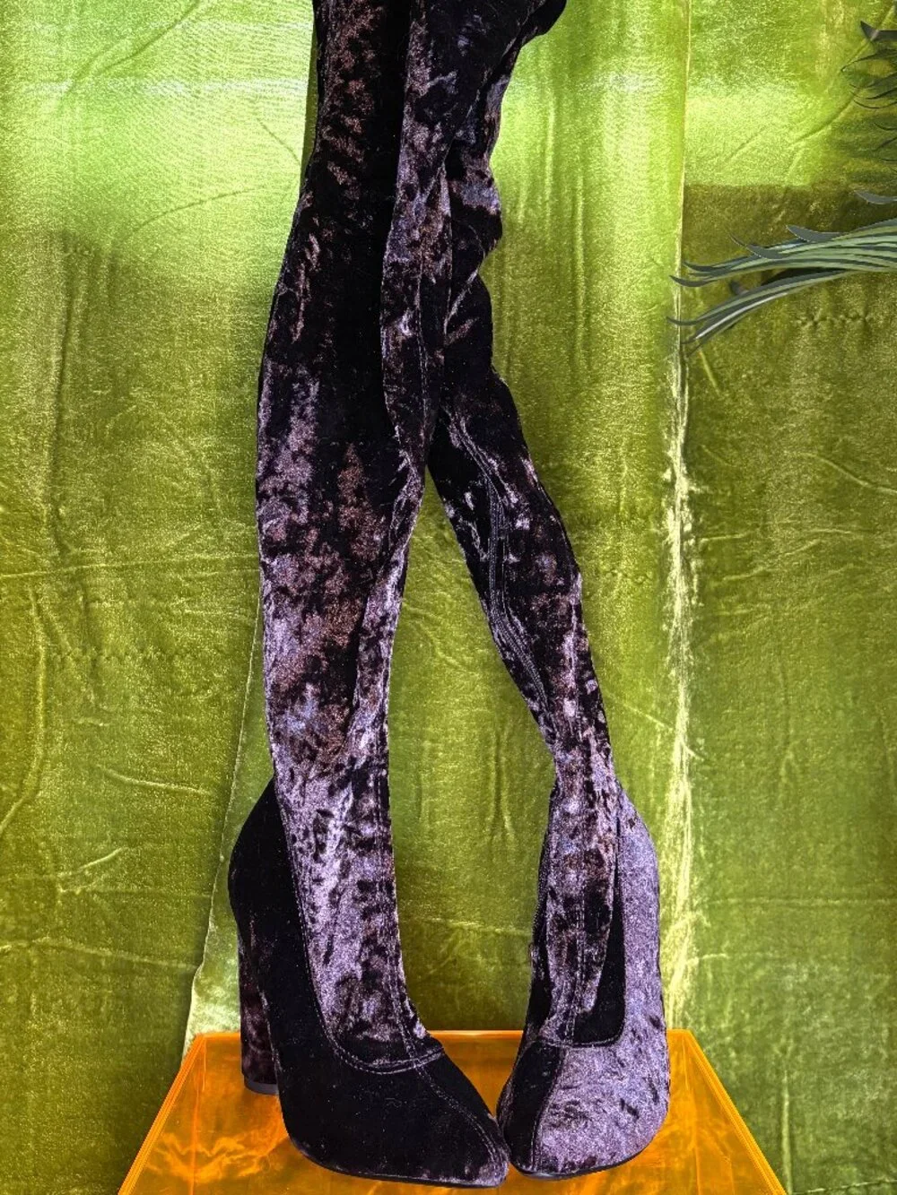 Thigh High Purple Velour High Heeled Boots - Cape Robbin SIZE 6